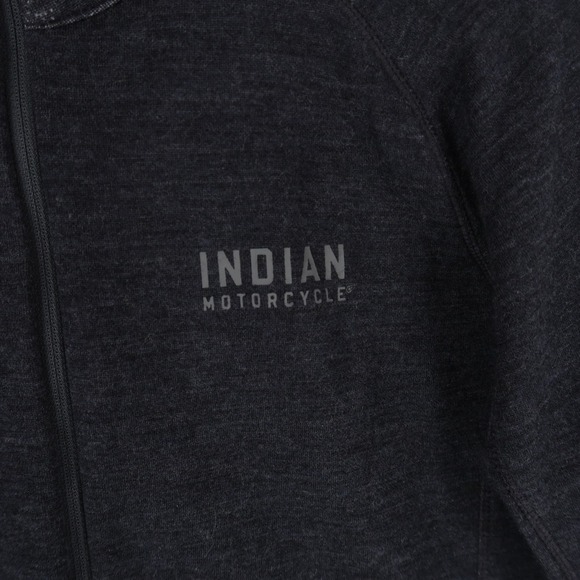 Indian Motorcycle Jacket Womens L Black Heather Merino Wool Full Zip Thumb Holes - Picture 2 of 12